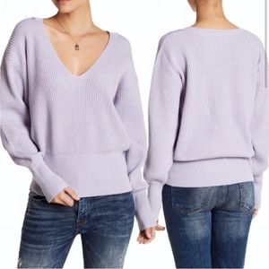 Free People Purple Allure V-Neck Pullover Sweater S